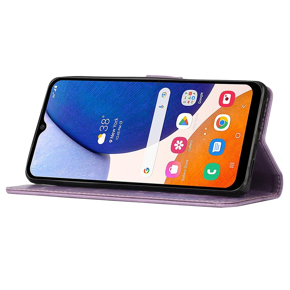 For Samsung Galaxy S23 FE Imprinted Butterflies Mobile Phone Case PU Leather Wallet Cover Stand with Strap