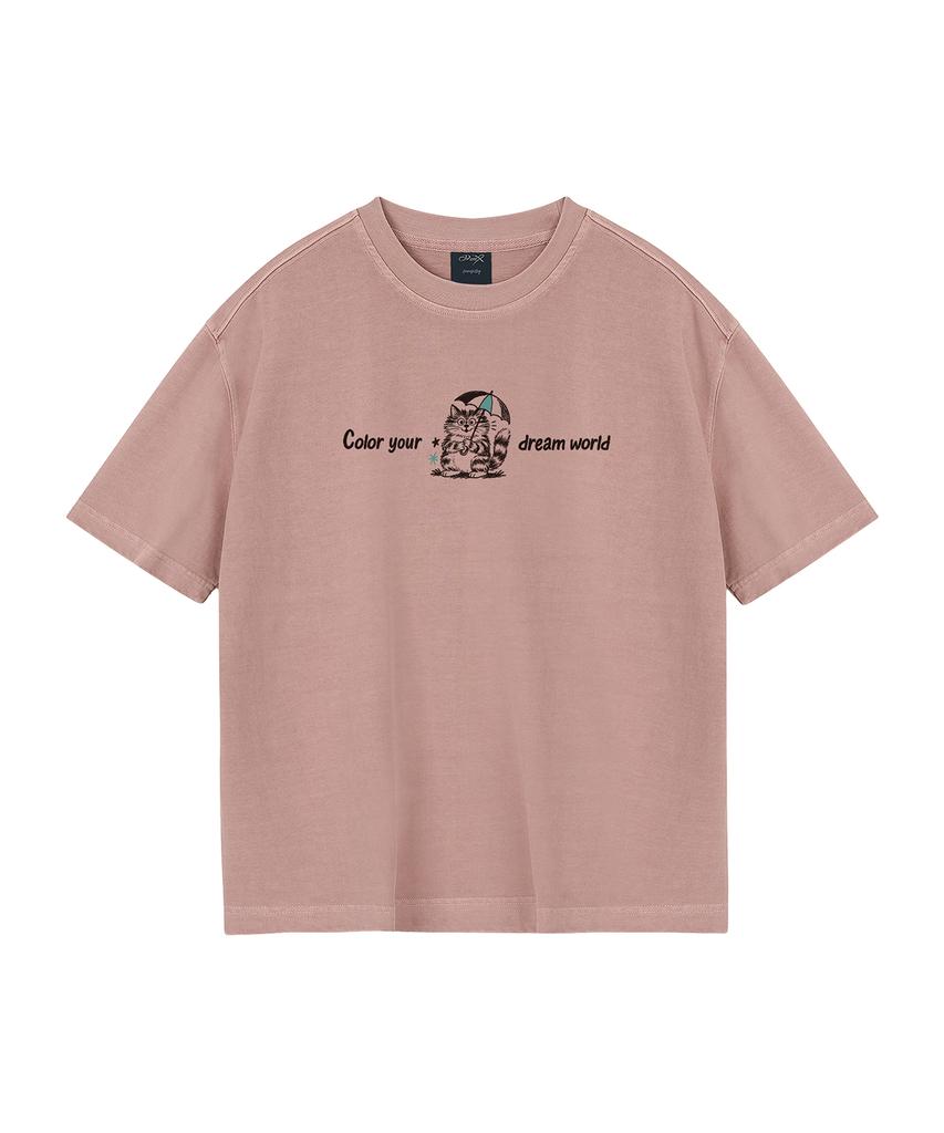 WILDROCK Hollysheesh Dream Coloring Cat Pigment Oversized Short Sleeve T-Shirt_6 Colors (Crop Included) (Type A)