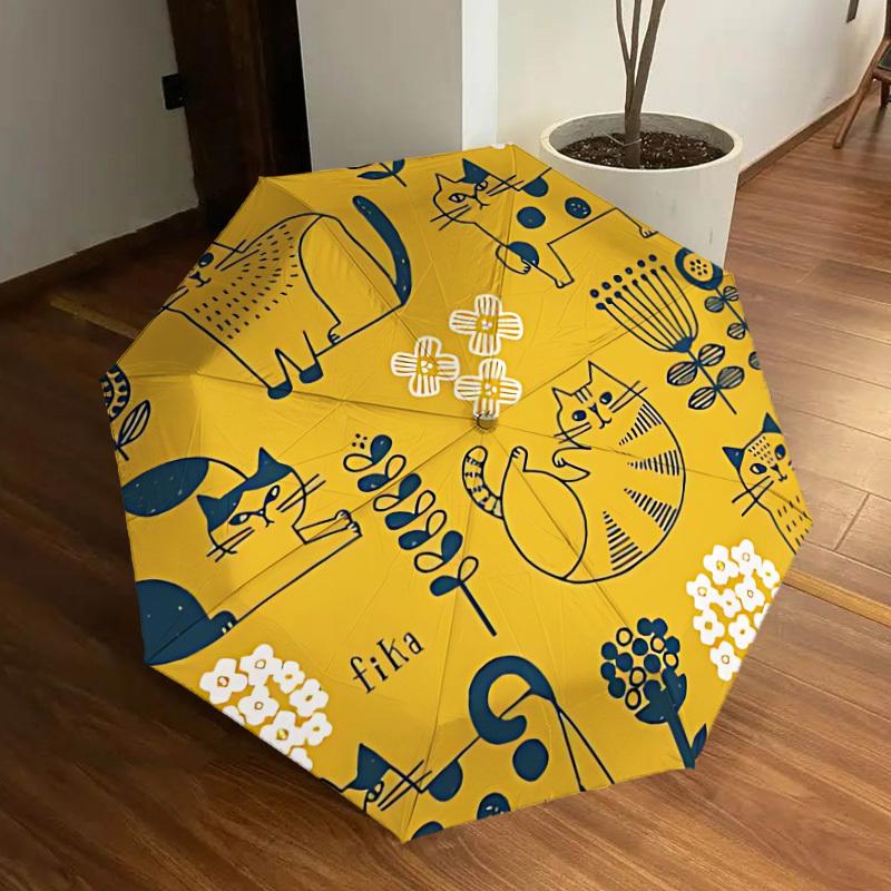

1pc Cat Pattern Automatic Folding Umbrella - Portable Collapsible Design, 8-Rib Iron Frame, Casual Outdoor Accessory yy251215217