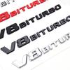 Mercedes-Benz V8 BITURBO Fender & Rear Emblem with Twin Turbocharger Lettering and Car Stickers