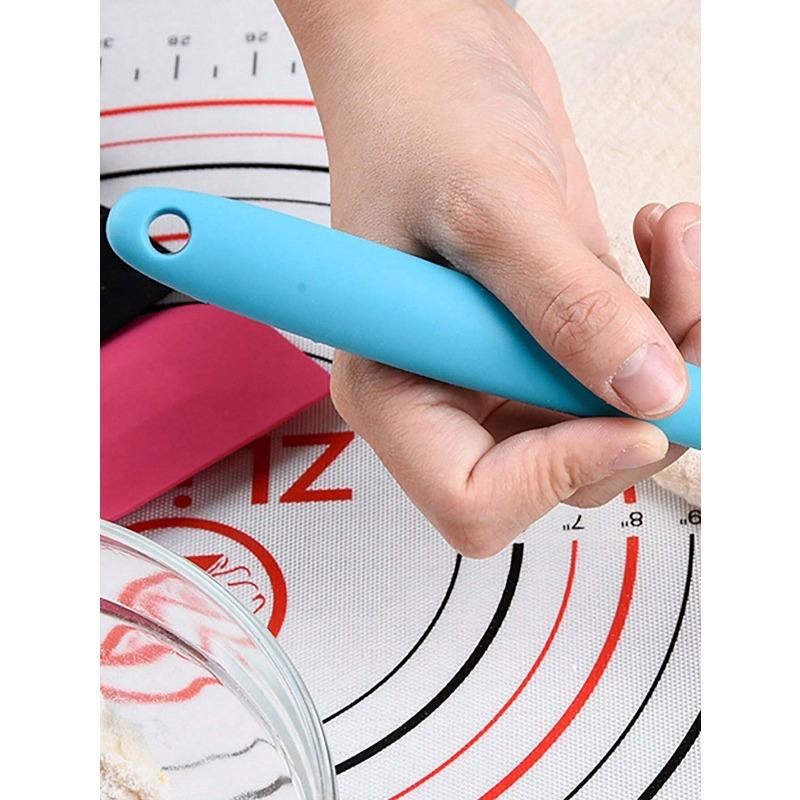 1pc Large Heat-Resistant Flexible Silicone Baking Spatula, Random Color, Easy To Clean, Kitchen Baking Tool, Cream Scraper