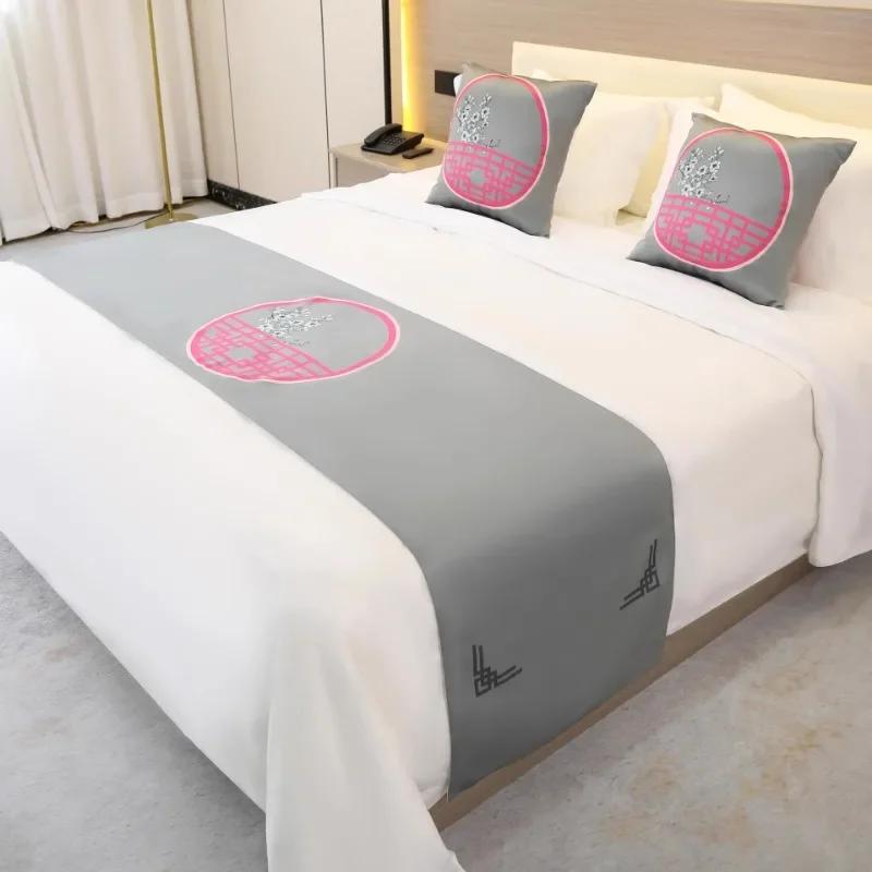 Solid color Bedspreads Bed Runner Double Layer Bed Flag Throw Bedding Single Queen King Bed Cover Towel Home Hotel Decorations