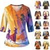 Women's Halloween Costume Top V-Neck Pockets Side Slit Three-Quarter Sleeves