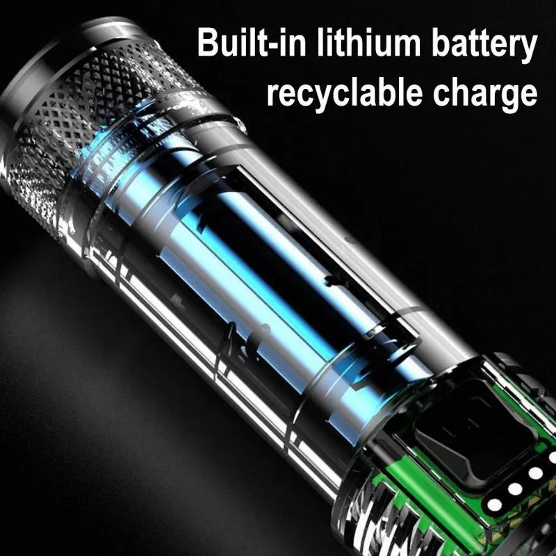1000LM Telescopic Zoom Flashlight Outdoor White Laser USB Flashlight Flashlight Charging Household Rechargeable Emergency X1L2
