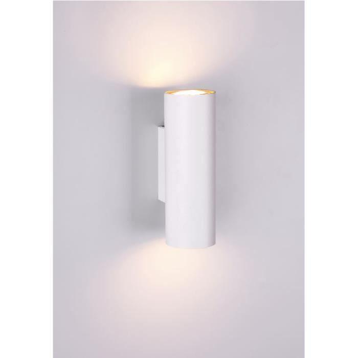 Applique murale - trio - marley - 6 x 18 cm - acier - 2 x gu10 35w - blanc