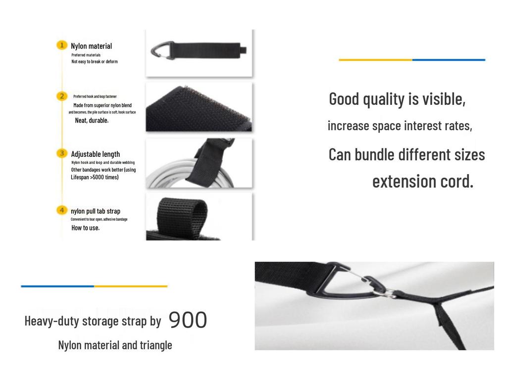 Hanging Heavy Duty Triangle Buckle Storage Strap - Cable Organizer with Eyelet
