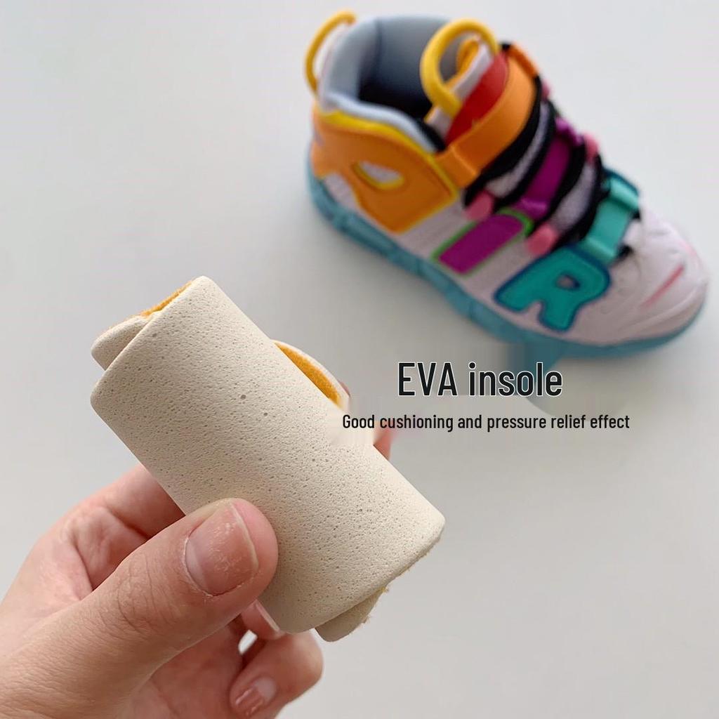 Putian Kids' High-Version NK Air Cushion Leather Basketball Shoes for Boys & Girls