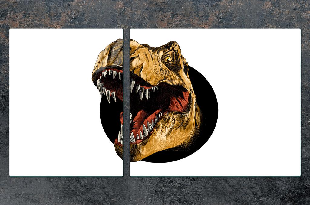 SZKLANA PŁYTA I DESKA DO KROJENIA 100x52 DINOZAUR