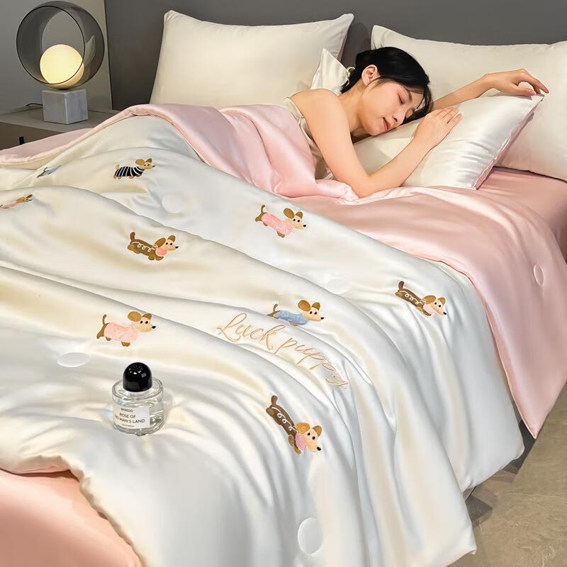 Embroidered Ice Silk Cooling Summer Quilt