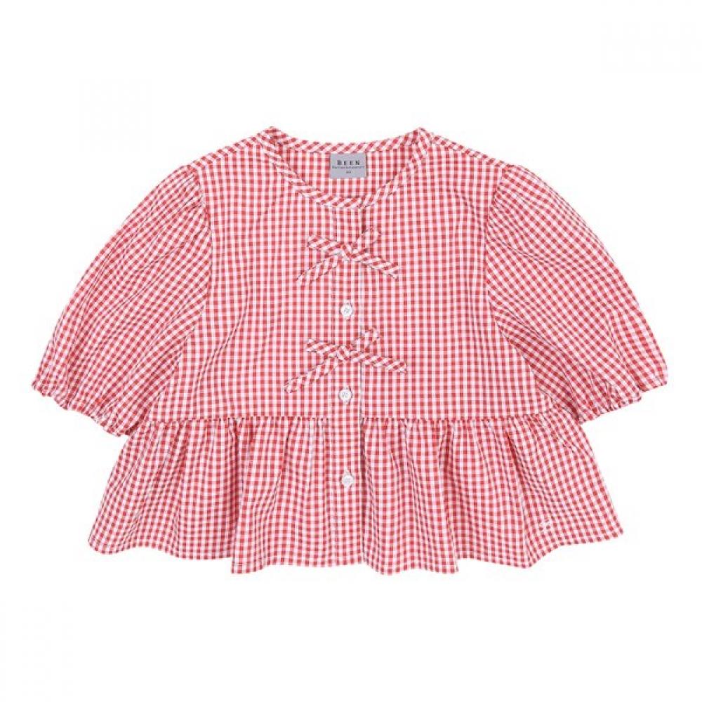 The Coffee Bean   Tea Leaf Red Check Ribbon Blouse Bz22bl02rd Red/120