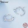 Bamoer 925 Sterling Silver Snake Hoop Earrings for Women Green Zircon Eyes Lightweight Ear Buckles Statement Fine Jewelry