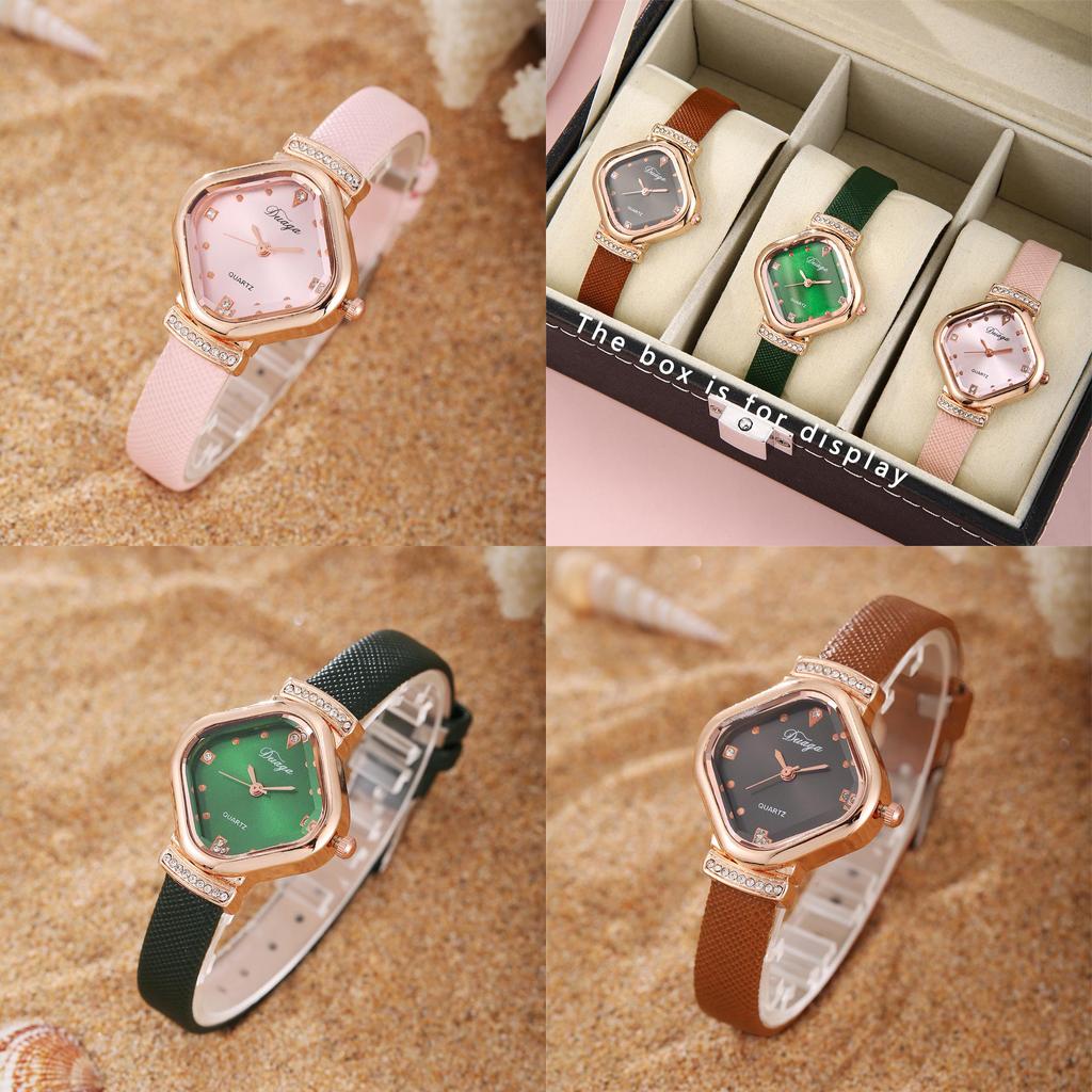 Fashion Womens Square Dial Quartz Watch With Faux Leather Strap For Casual Wear