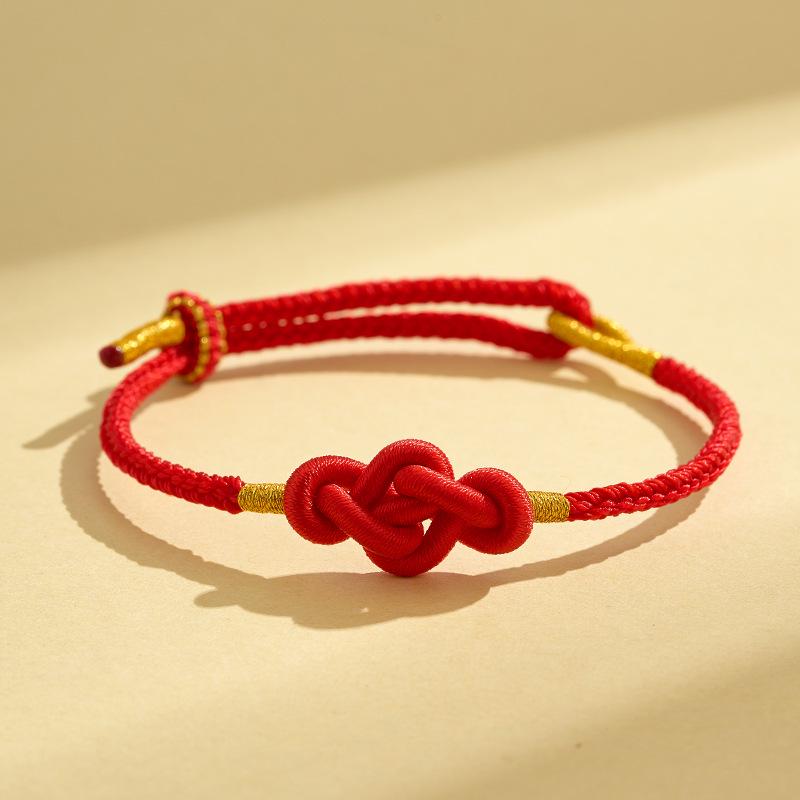 2026 Year of the Dragon Red String Bracelet with Vajra Knot - Handmade Amulet for Men and Women