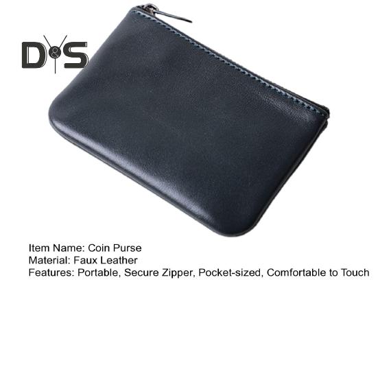 Faux Leather Coin Purse Money Bag with Zipper Closure Cash Bag Pocket Wallet for Bills Coins Keys Cards Men And Women