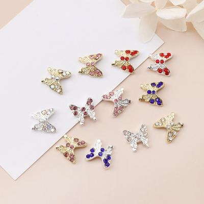 Yousheng 10 Stück Schmetterling Nagelanhänger Glänzende Strassstein-Einlage Faux-Kristall 3D-Anhänger DIY Maniküre-Zubehör Nagelkunstschmuck Handyhülle Dekorationen