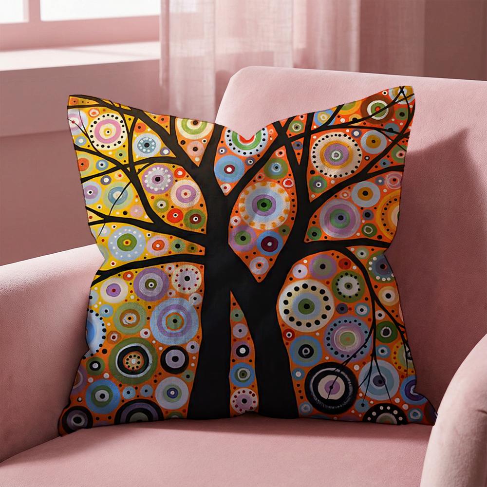 Colored Tree Cushion Cover Multi-Scene Pillow Cover for Home & Car - Reversible, Soft & Durable for Daily Use