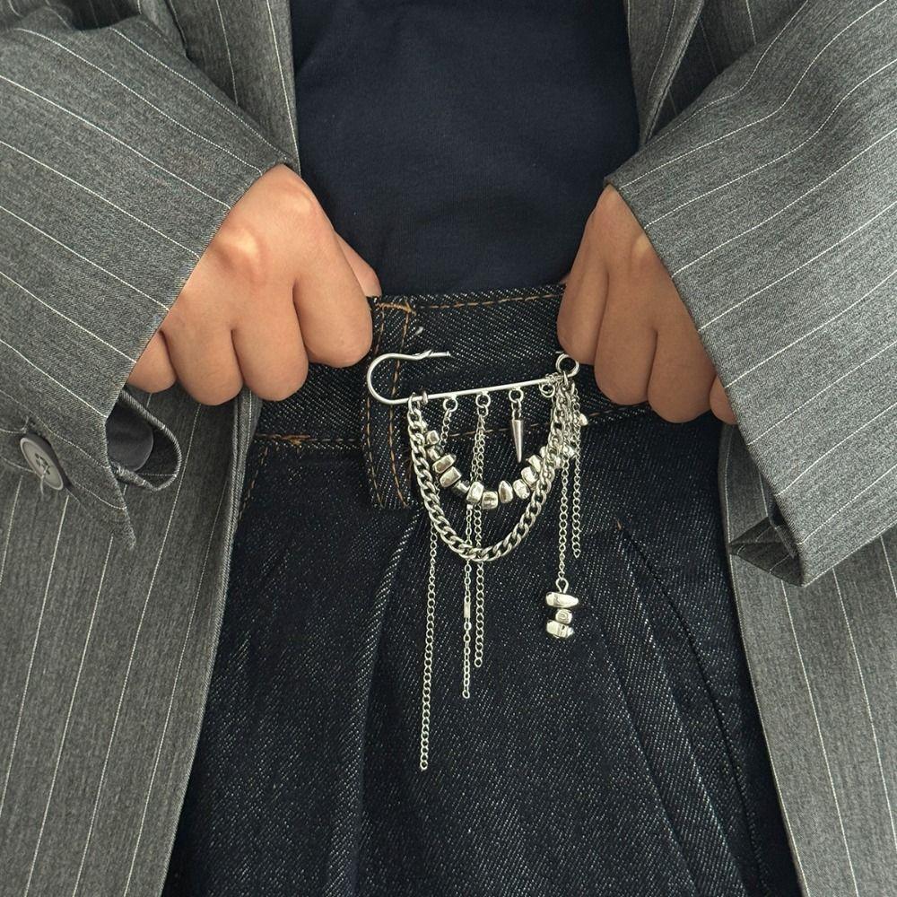 Perlenkette Hosenkette Anstecknadel Unregelmäßiger Quastenanhänger Brosche Bekleidungszubehör