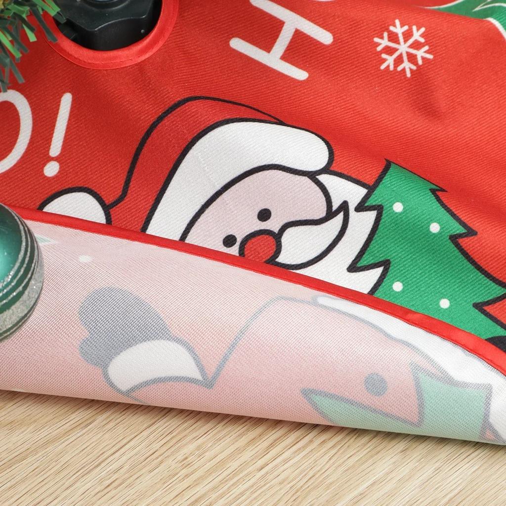 1 st-God Jul Granmatta Snögubbe Julgran Röd Bomull Julgransmatta Ornament Gör-det-själv God Jul Festdekorationer Suppl