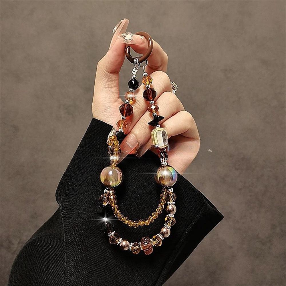 Colorful Beaded Phone Lanyard 26cm Short Phone Wristlet Strap Mobile Accessory