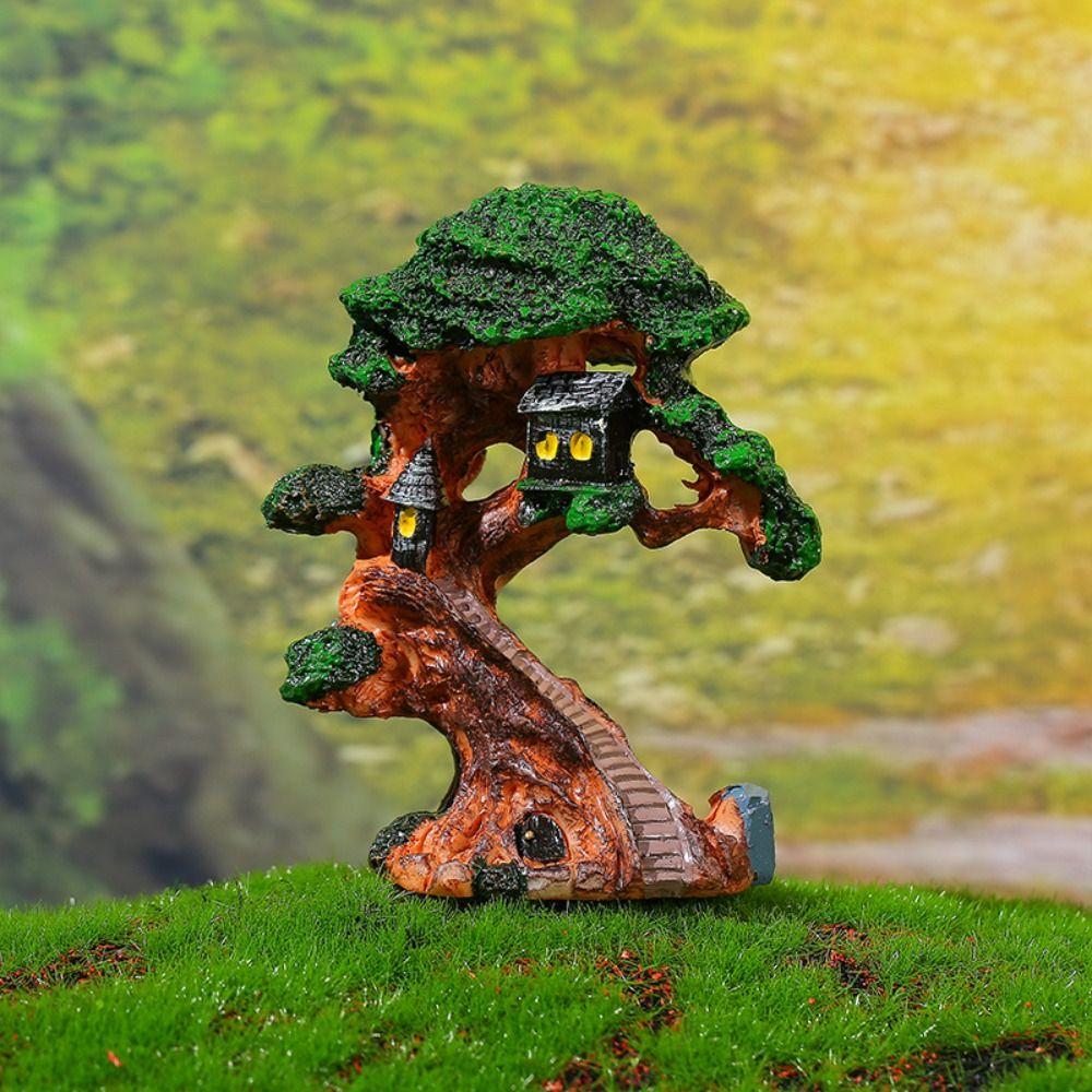 

9pcs Cartoon Miniatures Figurines Cute Animal Plant Statue Peacock Deer Micro Landscape Living Room 9 Pcs