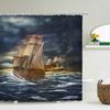 Old Pirate Ship Sea Shower Curtains 3D Printing Bath Curtain With 12 Hooks Bathroom Waterproof Polyester Cloth Bath Screen