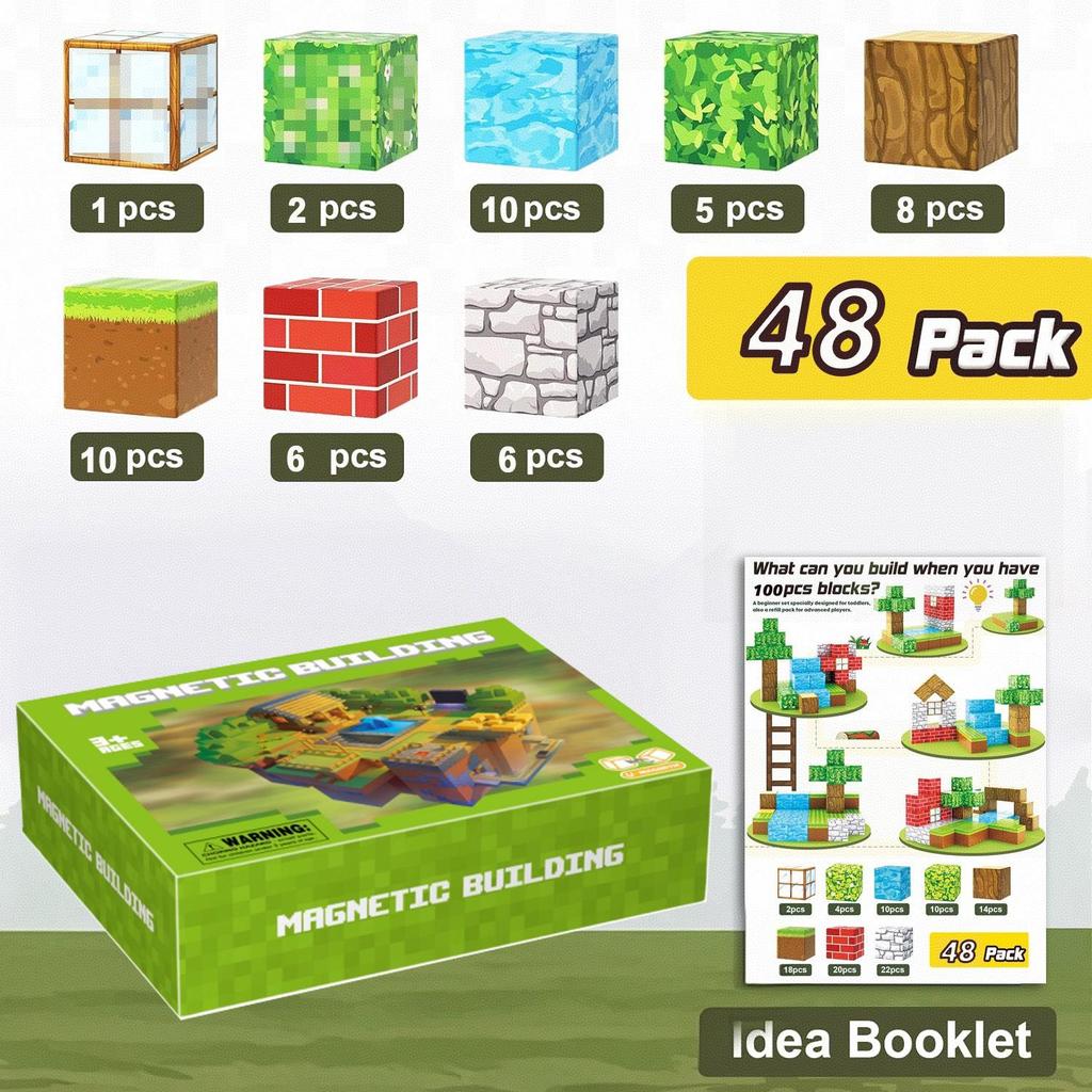 Minecraft Magnetic Cube Building Blocks - Children's Primitive Forest Construction Toy