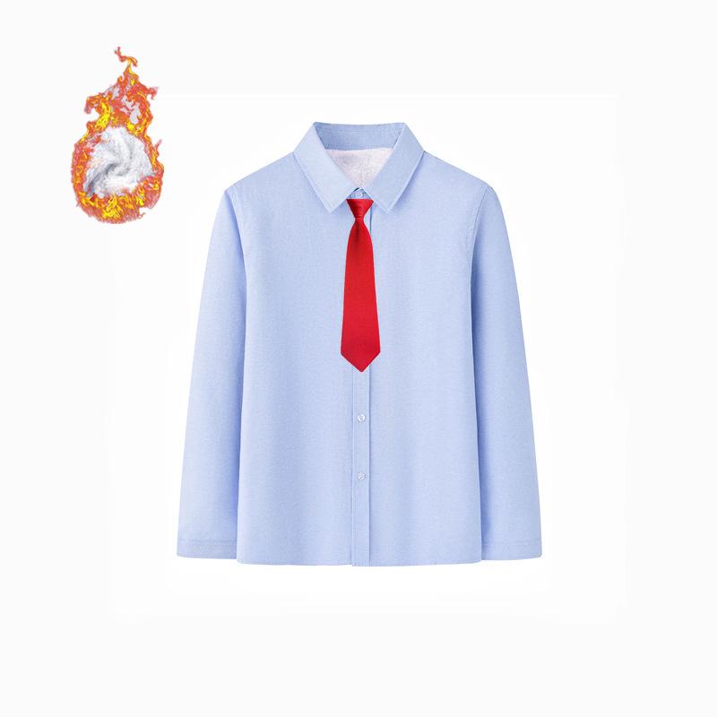 Kids' Fleece-Lined White Shirts and Thick Autumn/Winter Outfits