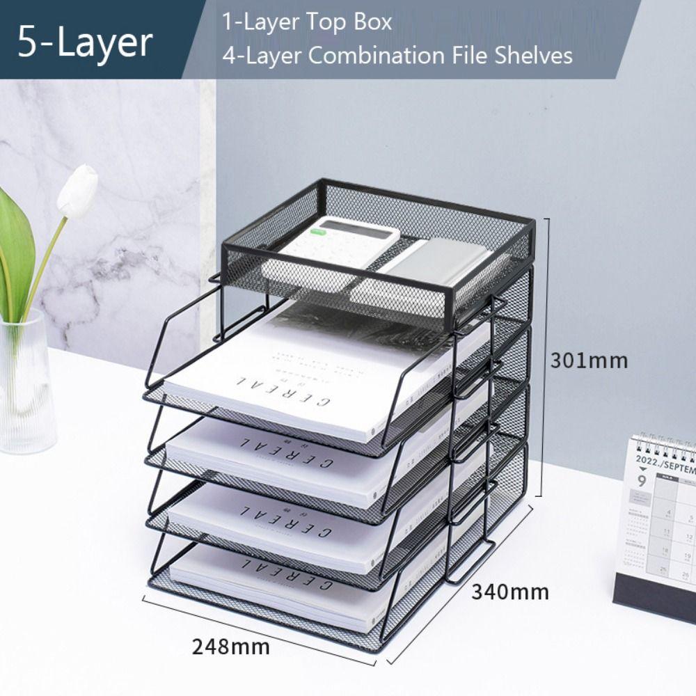 Stackable File Storage Rack Super Capacity File Storage Tray Shelf Multi-Tier Document Holder  Home