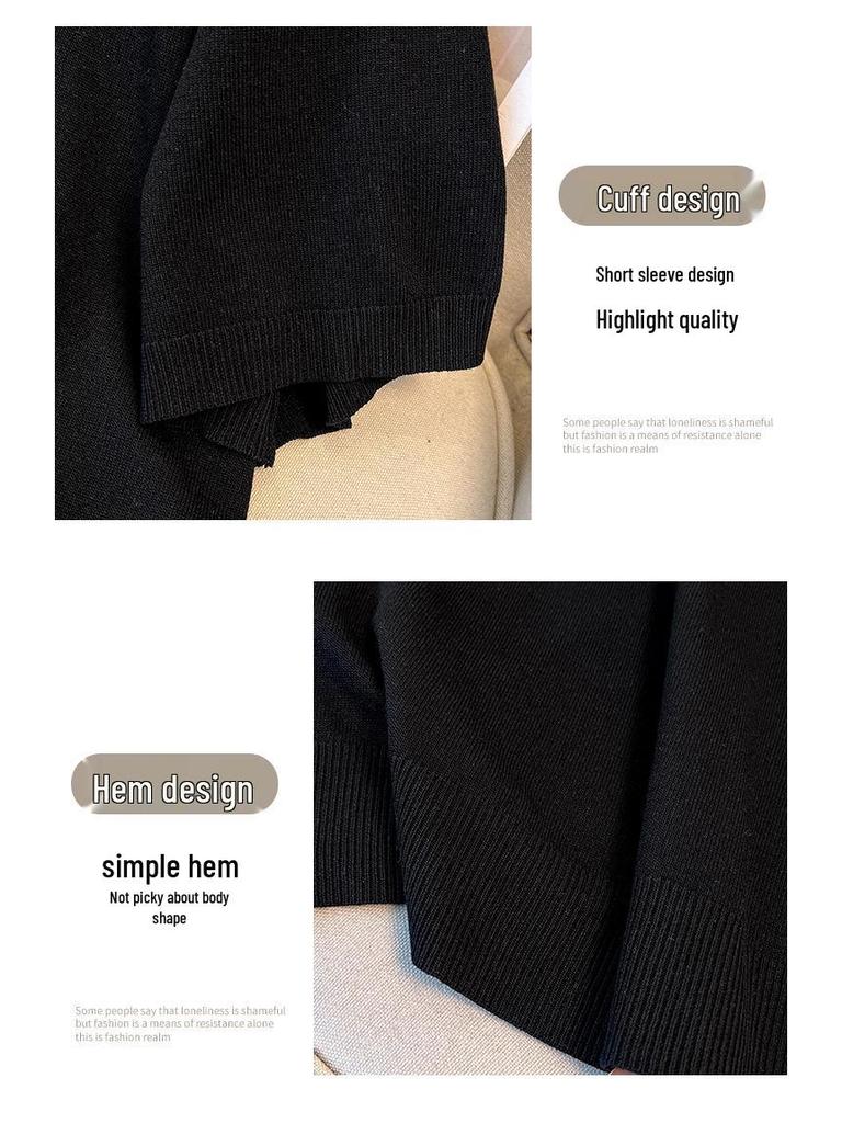 Plus Size Women's Summer Ice Silk Knit Slimming T-Shirt, Short Sleeve - Style 8110