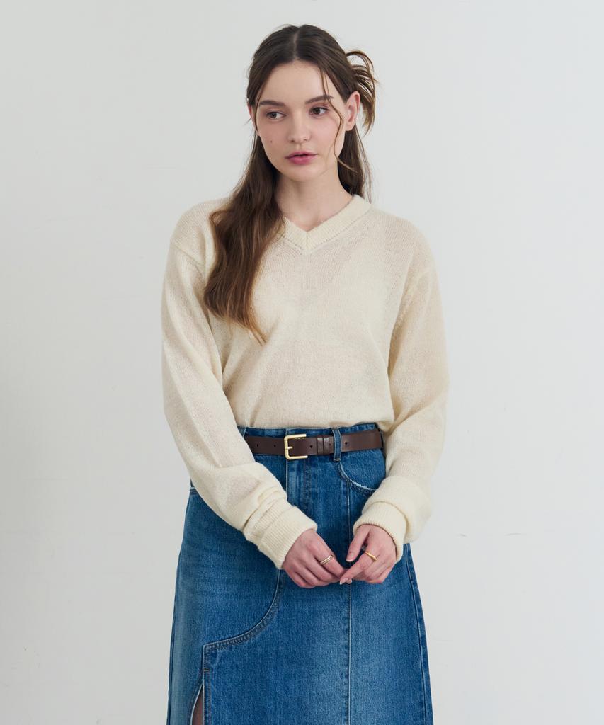 Deuloupisumeon Mohair V-Neck Sheer Knit [Black]