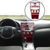 5Pcs For Toyota Camry Red Carbon Fiber Interior Central Console Cover Trim