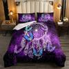Butterfly Dream Catcher Comforter Set for Kids Teens Girls, Mandala Feather Bedding Down Comforter Twin Size, Bohemian Duvet Insert, Galaxy