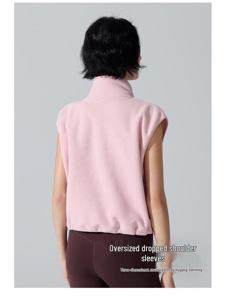 Women's Winter Slim Fit Zipper Vest - Warm, Sleeveless, Plus Velvet, Casual/Active Outerwear