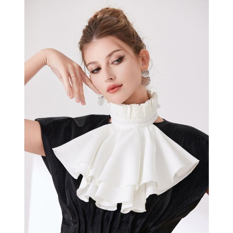 Elegant French Style Detachable Flouncing Collar With Layered Ruffle For Women Daily Outfit And Occasion