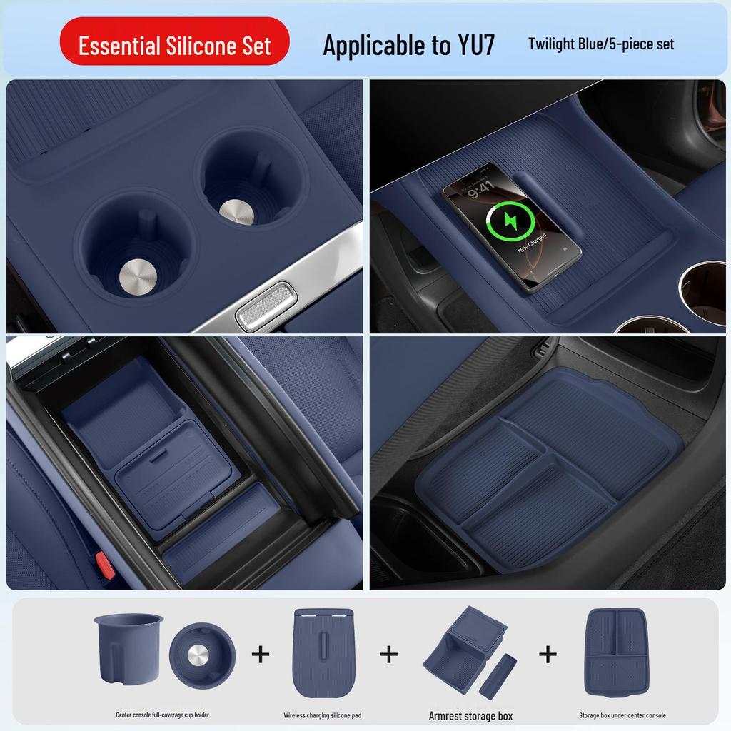 Silicone Mats for Xiaomi SU7/YU7: Center Console, Cup Holders, and Interior Essentials