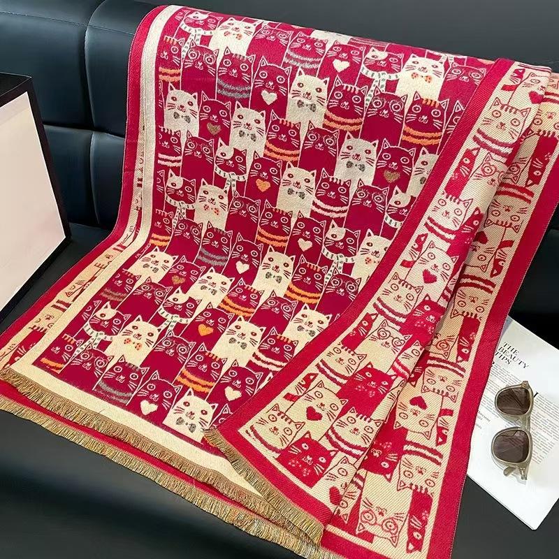 Jacquard Landscape Painting Imitation Cashmere Scarf Women'S Office Air-Conditioned Room Thickened Warm Long Trendy Shawl