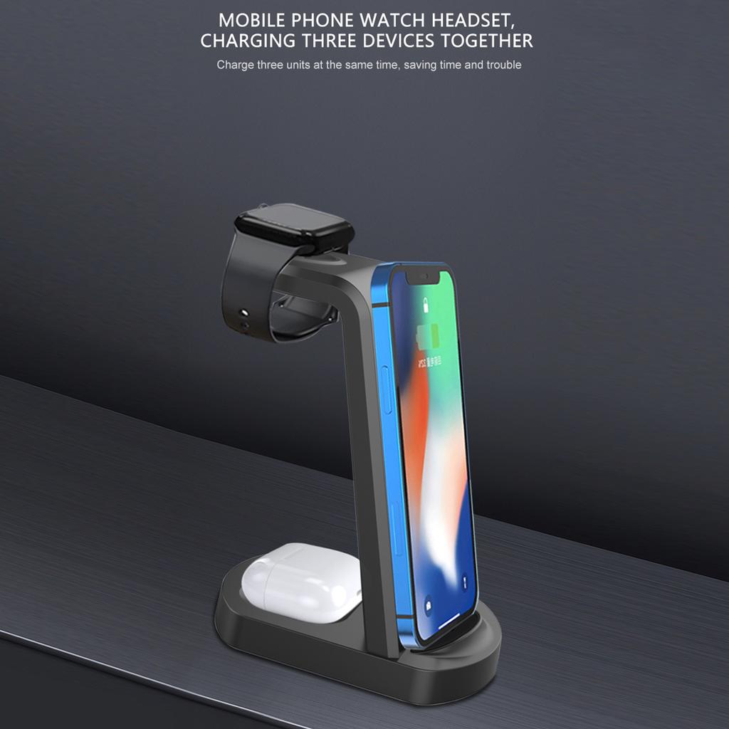 A001 A Kabelloses Ladegerät 3 in 1 Kabellose Ladestation 15W Schnellladung Vertikaler Ständer Kompatibel mit iOS