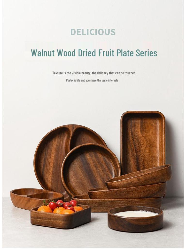 Walnut Wood Fruit Bowl - Solid Wood Snack and Salad Plate