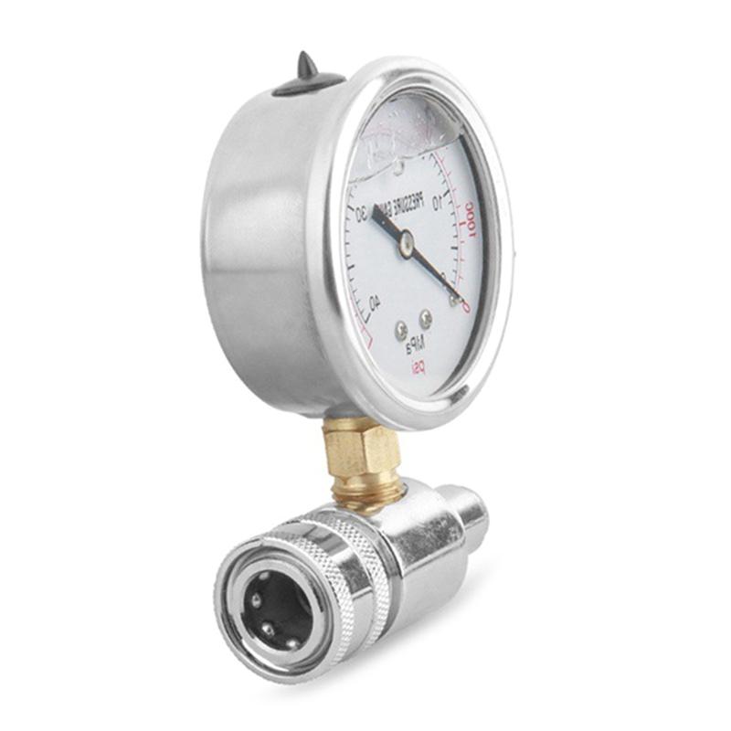Compact Pressure Washer Gauge 6000 PSI 3/8 Inch Quick Connect Pressure Gauge for Power Washer Stainless Steel- & Brass