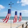 LED Patriotic Windsock, Red White Blue American Flag Wind Sock with 10 Streamers, 3 Lighting Modes, 4th of July Outdoor Flag Decor