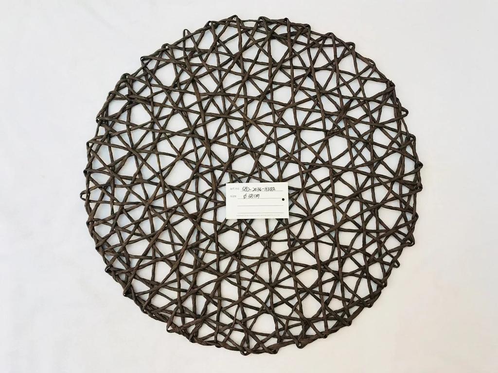 Crochet knitting Round Woven Place Mats Paper Fiber Table Placemats Hollow Decorative Placemat Dinning Place Mats Decor for Home
