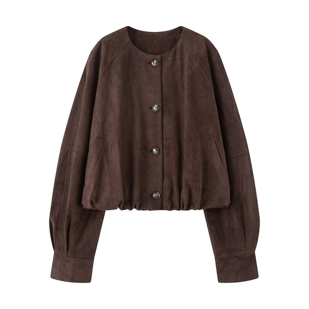 Ladies' Fashionable Short Sleeved Button Up Jacket Jacket
