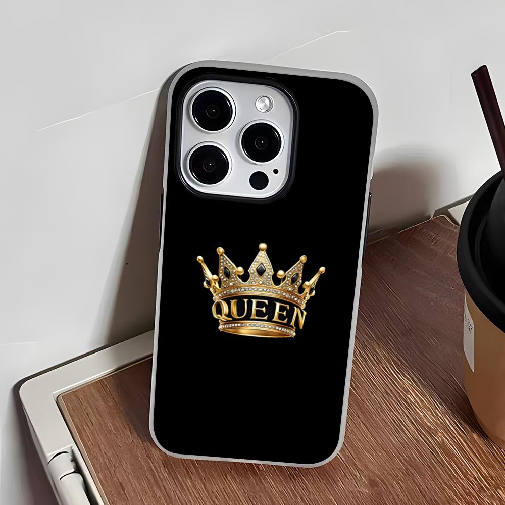 KING Queen Crown Letter Phone Case For IPhone 17 Air 16 E 15 14 Plus 13 12 11 Pro Max Jelly 2 In 1 Protective Case