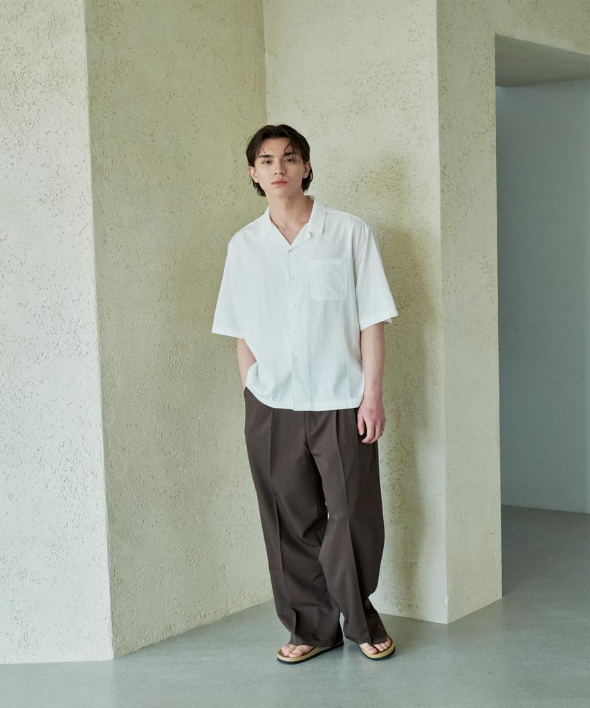 BILLIANT Double-Pleated Semi-Wide Slacks_Brown