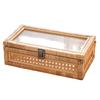 Handgeflochtene Naturrattan Schreibtisch-Aufbewahrungsbox Mit Klarem Transparentem Deckel Und Sicherem Schloss Für Die Organisation Zu Hause
