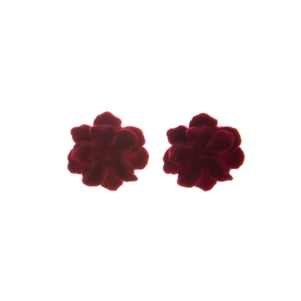 Autumn And Winter Ankola Red Double-Layer Flower Earrings, Retro New Year'S Light Luxury High-End Temperament Earrings