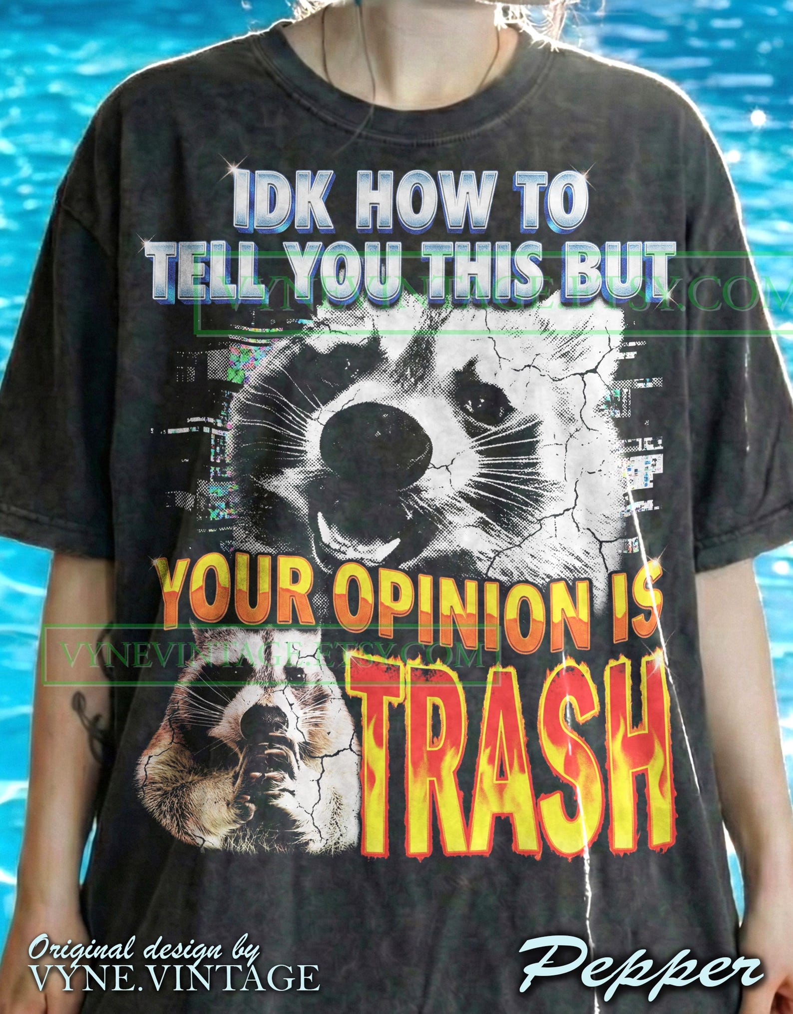 Opinion Is Trash Raccoon Comfort Colors® Tshirt, 90S Bootleg Tees, Funny Trash Panda Sweater, Retro Streetwear Tanktop, Vintage Gift 2XL