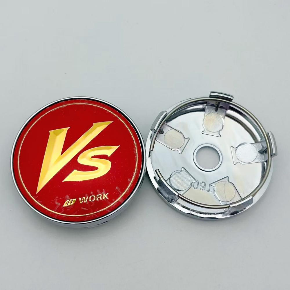 4pcs 60MM ( 56MM I.D ) VS W Work Logo Emblem Badge Car Wheel Center Caps Auto Rim Dust Cover Wheel Hub Hubcaps Car Accessories