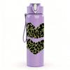 1PC Broken Leopard Heart Graphic,750ml Color Plastic Sports Water Bottle,Leakproof Flip Straw Lid,Suitable for Sports Office Home Use