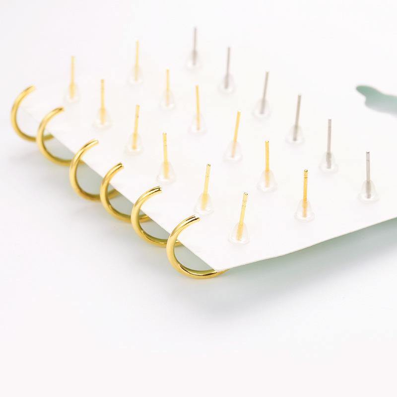 Fashion Size Ball Earrings Personality U-shaped Earrings 9 Pairs Of Plate Set Ear Jewelry AVE